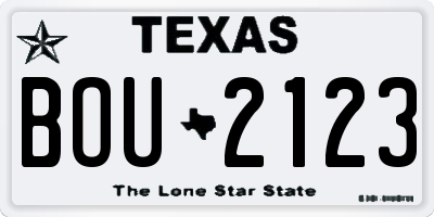 TX license plate BOU2123