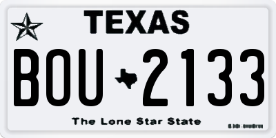 TX license plate BOU2133
