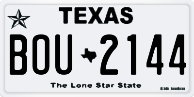 TX license plate BOU2144