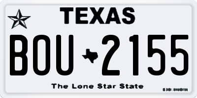 TX license plate BOU2155