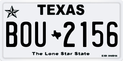 TX license plate BOU2156