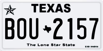 TX license plate BOU2157