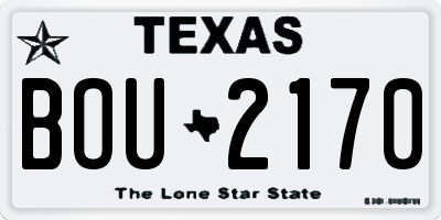 TX license plate BOU2170