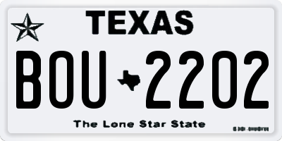 TX license plate BOU2202