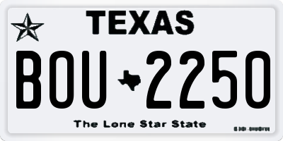 TX license plate BOU2250