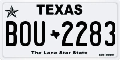 TX license plate BOU2283