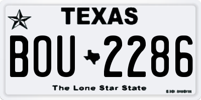 TX license plate BOU2286