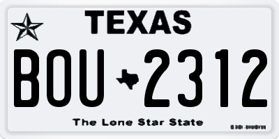 TX license plate BOU2312
