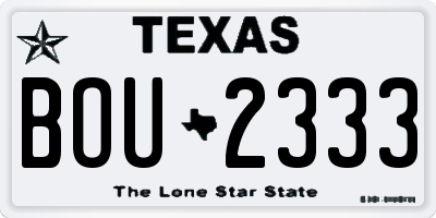 TX license plate BOU2333