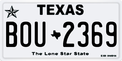 TX license plate BOU2369