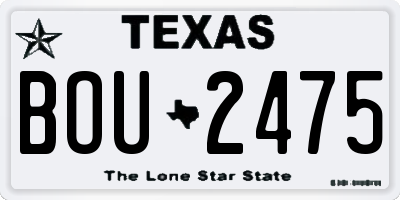 TX license plate BOU2475