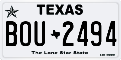 TX license plate BOU2494