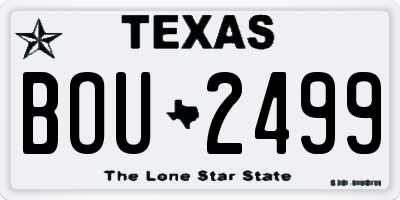 TX license plate BOU2499