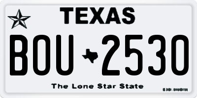 TX license plate BOU2530