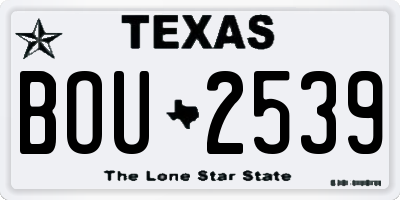 TX license plate BOU2539