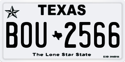 TX license plate BOU2566