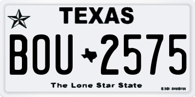 TX license plate BOU2575