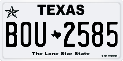 TX license plate BOU2585