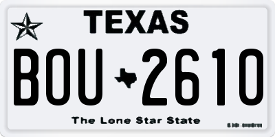TX license plate BOU2610
