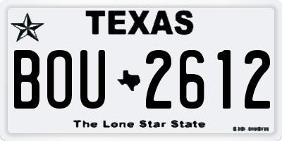 TX license plate BOU2612