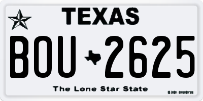 TX license plate BOU2625