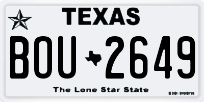 TX license plate BOU2649