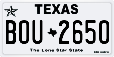 TX license plate BOU2650