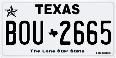 TX license plate BOU2665