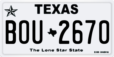 TX license plate BOU2670