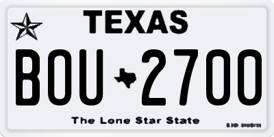 TX license plate BOU2700