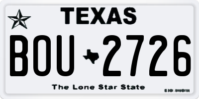 TX license plate BOU2726