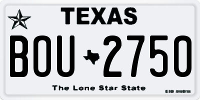 TX license plate BOU2750
