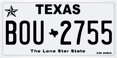 TX license plate BOU2755