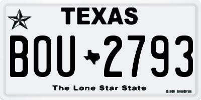 TX license plate BOU2793