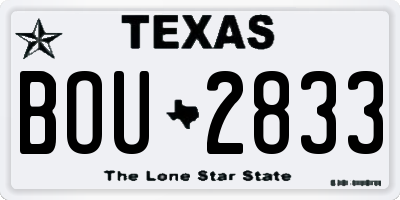 TX license plate BOU2833