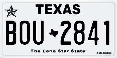 TX license plate BOU2841