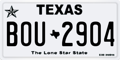 TX license plate BOU2904