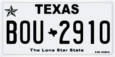 TX license plate BOU2910