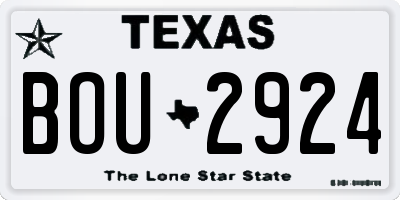 TX license plate BOU2924