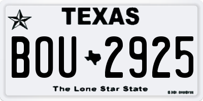 TX license plate BOU2925