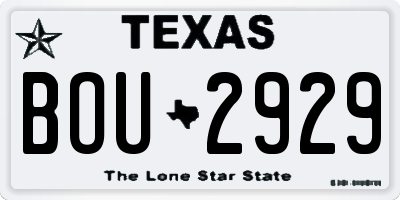 TX license plate BOU2929