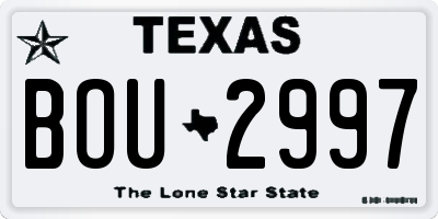 TX license plate BOU2997