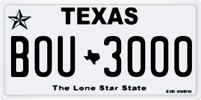 TX license plate BOU3000