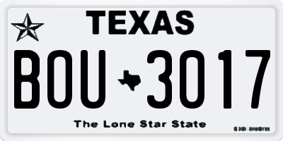 TX license plate BOU3017