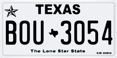 TX license plate BOU3054