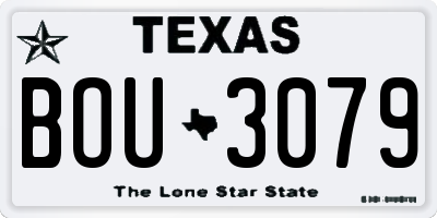 TX license plate BOU3079