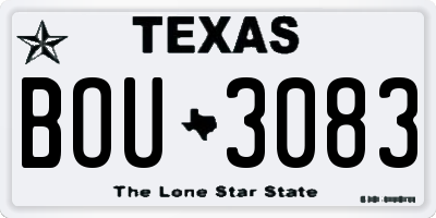 TX license plate BOU3083