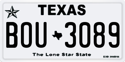 TX license plate BOU3089