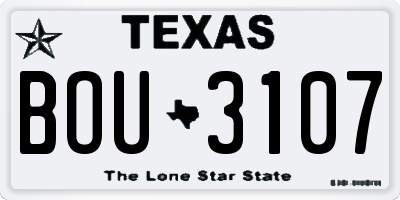 TX license plate BOU3107