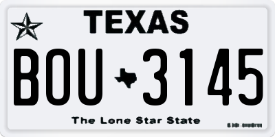 TX license plate BOU3145